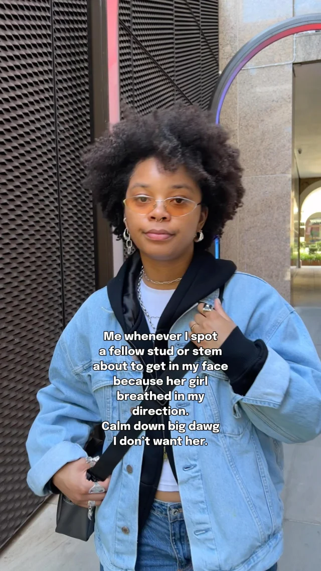 The queer community is a strange place sometimes. Some of us really do need a talk when it comes to toxic behaviour. I’ve never understood the animosity between queer folks/women who are dating other women and the need to express aggression towards eachother like cis men.🤷🏽‍♀️

And this for minor interactions like looks, stares or just being in the wrong place at the right time.🤣

If your girl wants to cheat, then you need to take it up with her. I’m not the problem. I’m literally here minding my own business. You’re placing the blame in the wrong place. 😅

I don’t know what to tell you big dog, but I really do hope it works out with both. Nonetheless, I’m gonna be chilling in my corner. ✨

#wlw #lesbianmemes #wlwmemes #lgbtqiap #raeraeandbo